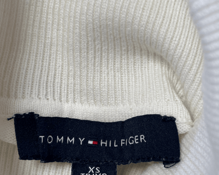 Tommy Hilfiger White Turtleneck Cotton-Blend Sweater
