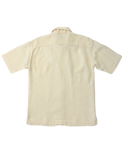 GAP Natural Beige Textured Linen Short Sleeve Shirt
