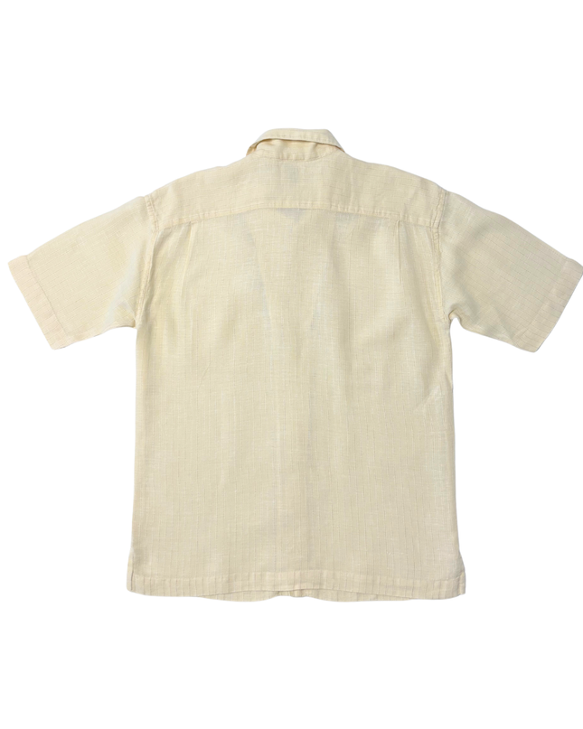 GAP Natural Beige Textured Linen Short Sleeve Shirt