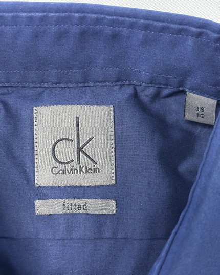 Calvin Klein Fitted Deep Navy Blue Dress Shirt - S