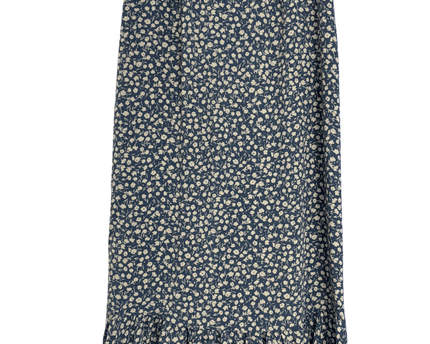 Pull&Bear Navy Blue Floral Ruffle Midi Skirt