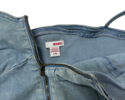 Bongo Blue Denim Zip-Front Bustier Crop Top - XS