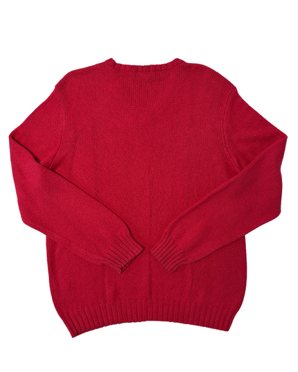 Ralph Lauren V-Neck Crimson Red Wool Sweater