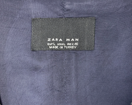 ZARA MAN Charcoal Grey Micro-Check Tailored Waistcoat