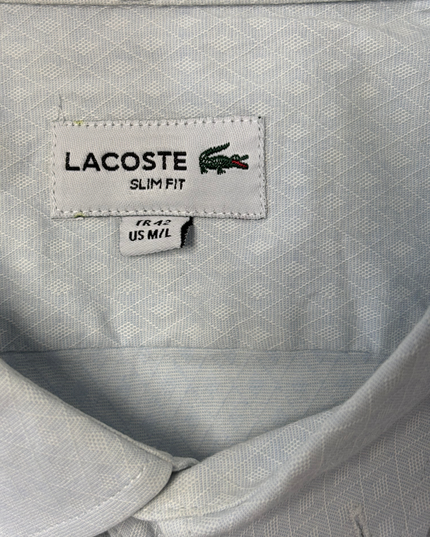 Lacoste Slim Fit White Textured Long-Sleeve Dress Shirt