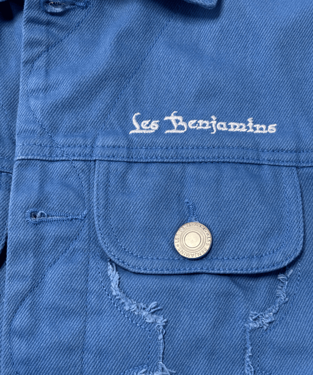 Les Benjamins Distressed Blue Denim Sleeveless Jacket