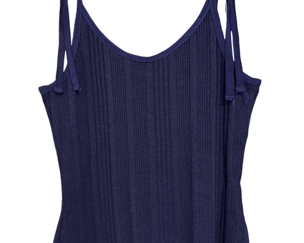 MNG Suit Navy Blue Ribbed Tie-Strap Knit Camisole Top