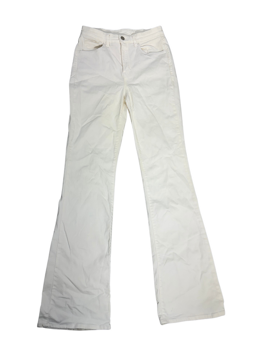 Massimo Dutti White High-Rise Flared Pants – Classic Chic - M