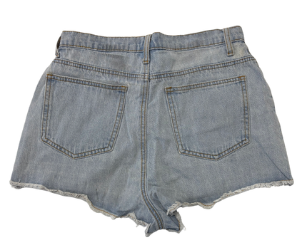 PrettyLittleThing High-Waist Distressed Light Blue Denim Shorts - S | Waist: 28"