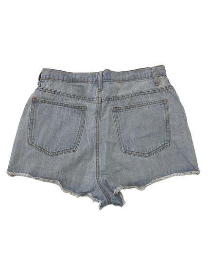 PrettyLittleThing High-Waist Distressed Light Blue Denim Shorts - S | Waist: 28"
