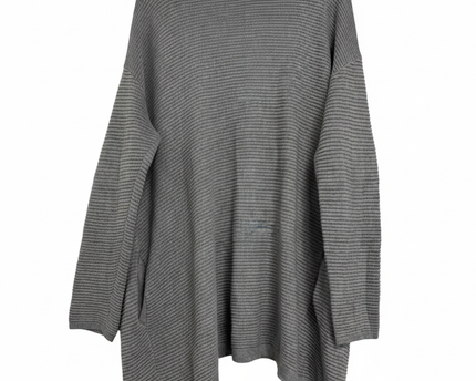 H&M Grey Ribbed Open-Front Longline Cardigan