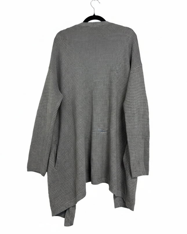 H&M Grey Ribbed Open-Front Longline Cardigan