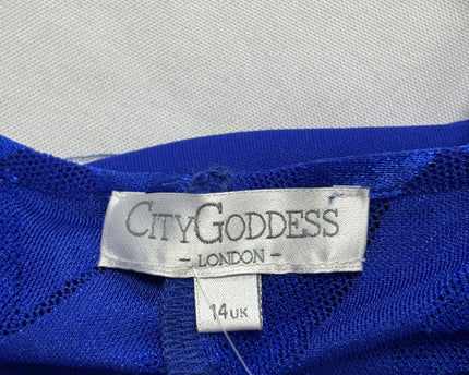 City Goddess Royal Blue Chevron Bell Sleeve Mini Dress | With Tag