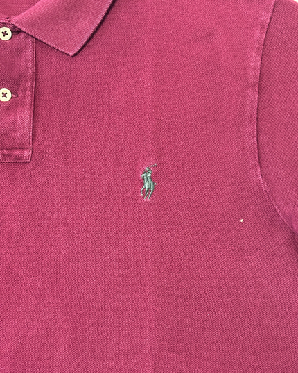 Ralph Lauren Slim Fit Burgundy Piqué Polo Shirt - L