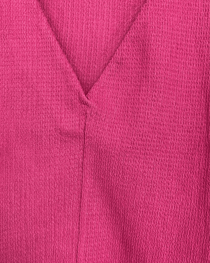 ZARA Pink Ribbed Short Sleeve Drawstring Hem V-Neck Crop Top