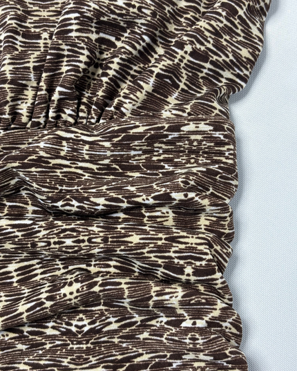 Studio 1940 Brown Abstract Animal Print Ruched Mini Dress - XS