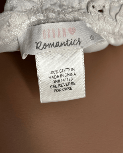 Urban Romantics White Eyelet Embroidered Cotton Peplum Top