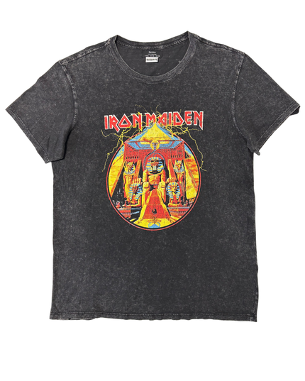 Bershka Iron Maiden Powerslave Vintage Black Graphic Band T-Shirt - L