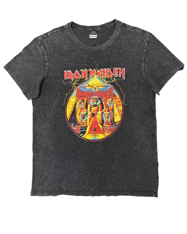 Bershka Iron Maiden Powerslave Vintage Black Graphic Band T-Shirt - L