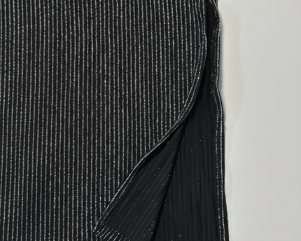 H&M Black Metallic Striped Ribbed Midi Skirt