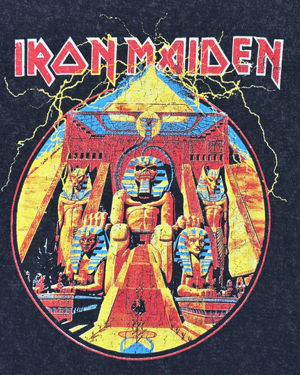 Bershka Iron Maiden Powerslave Vintage Black Graphic Band T-Shirt - L