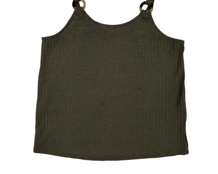 Suzy Shier Olive Green Ribbed Ring Strap Tank Top - XS