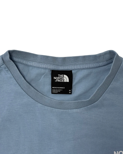 The North Face Light Blue Box Logo "Never Stop Exploring" T-Shirt - M