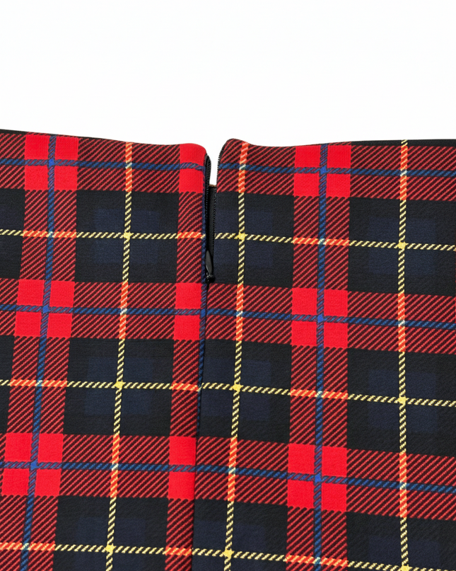 Zara Red Plaid Ruffle Hem Mini Skirt