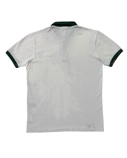 Lacoste White & Forest Green Signature Logo Cotton Polo Shirt - M