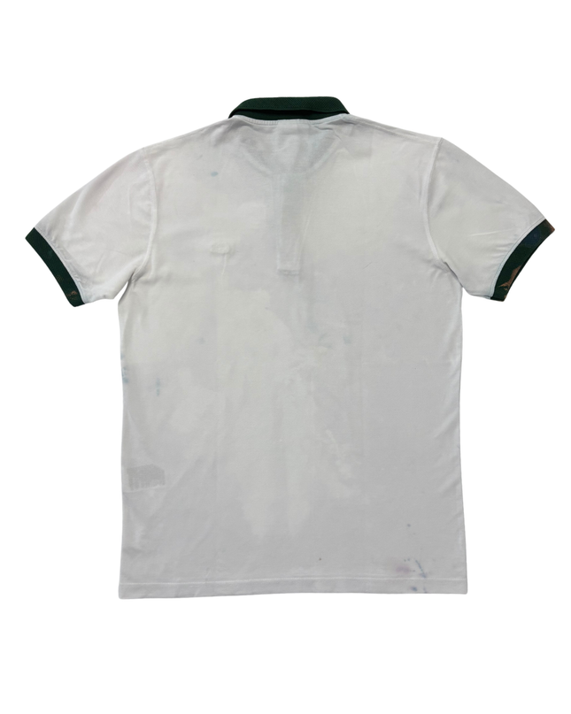 Lacoste White & Forest Green Signature Logo Cotton Polo Shirt - M