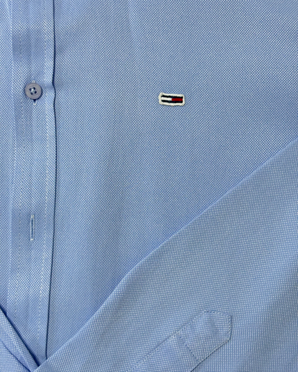 Tommy Hilfiger Slim Fit Micro-Check Light Blue Shirt