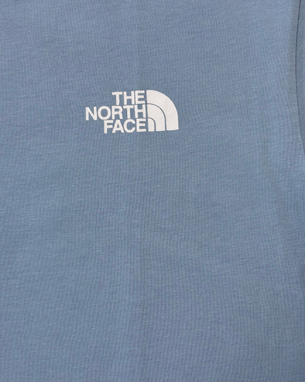 The North Face Light Blue Box Logo "Never Stop Exploring" T-Shirt - M