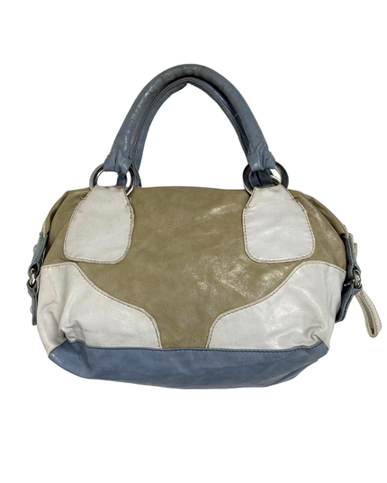 GUESS Y2K Tri-Color Patchwork & Floral Lining Bowler Satchel Bag