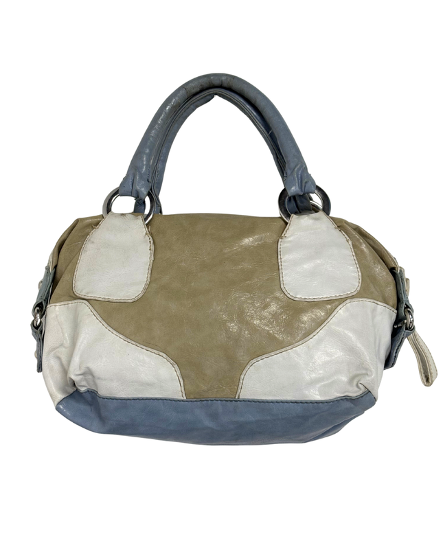 GUESS Y2K Tri-Color Patchwork & Floral Lining Bowler Satchel Bag