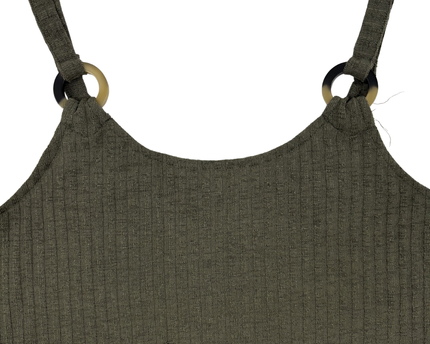 Suzy Shier Olive Green Ribbed Ring Strap Tank Top - XS