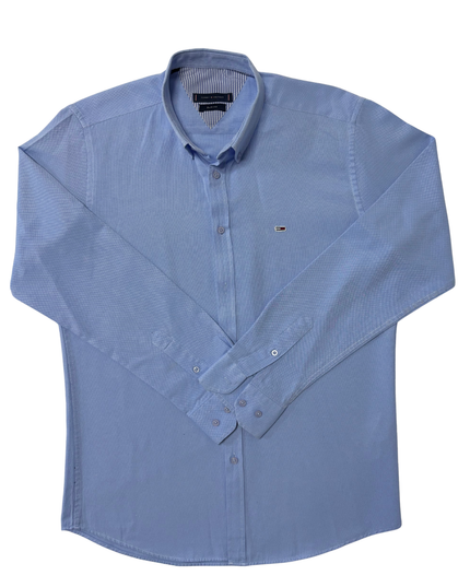 Tommy Hilfiger Slim Fit Micro-Check Light Blue Shirt