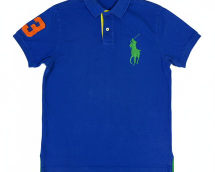 Polo Ralph Lauren Blue Big Pony Custom Fit Polo Shirt
