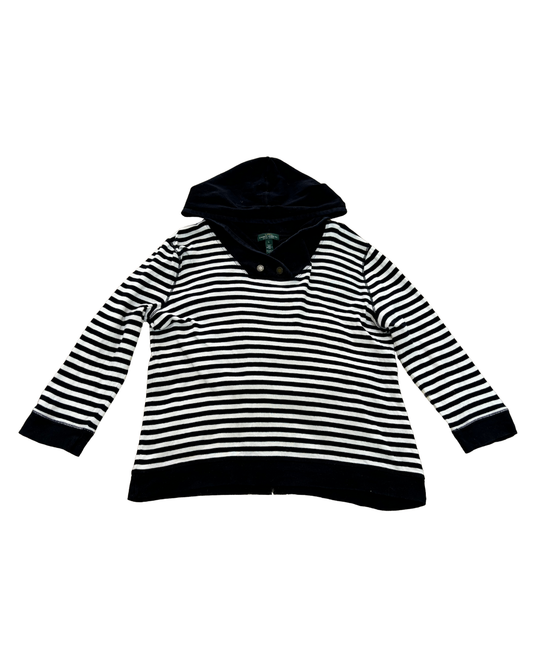 Lauren by Ralph Lauren - Hoodie Striped Black & White - L