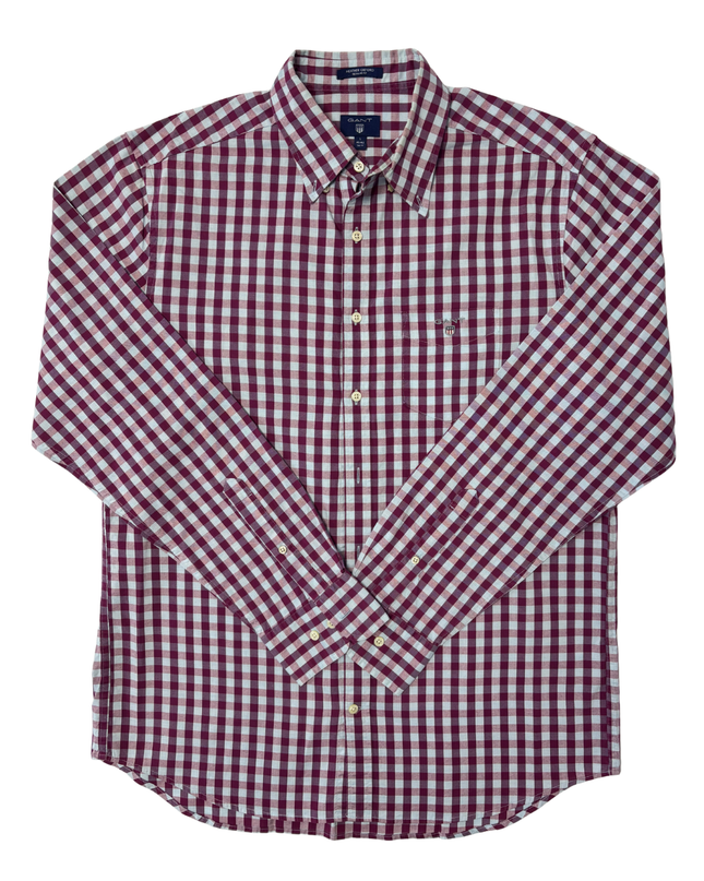 GANT Heather Oxford Burgundy Check Shirt