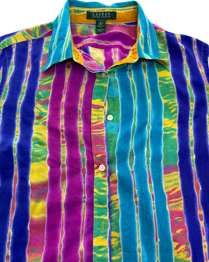 Lauren by Ralph Lauren Tie-Dye Stripe Festival Shirt - L