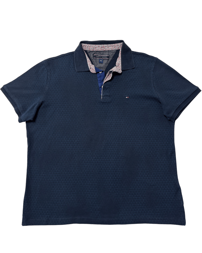 Tommy Hilfiger Micro Geometric Print with Contrast Floral Collar Polo Shirt