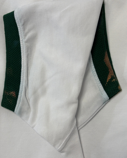 Lacoste White & Forest Green Signature Logo Cotton Polo Shirt - M