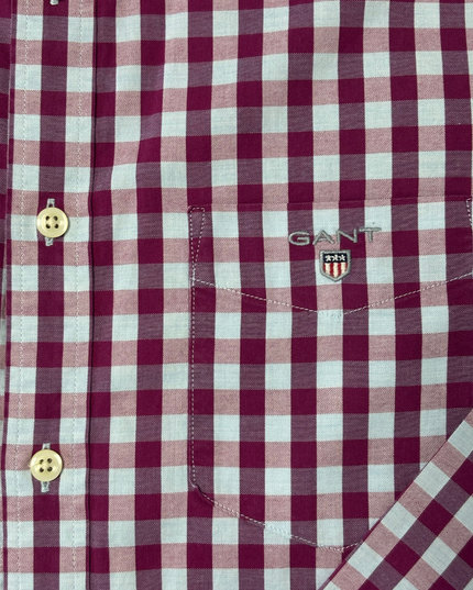 GANT Heather Oxford Burgundy Check Shirt