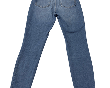 H&M High Rise Distressed Straight Leg Blue Denim Jeans