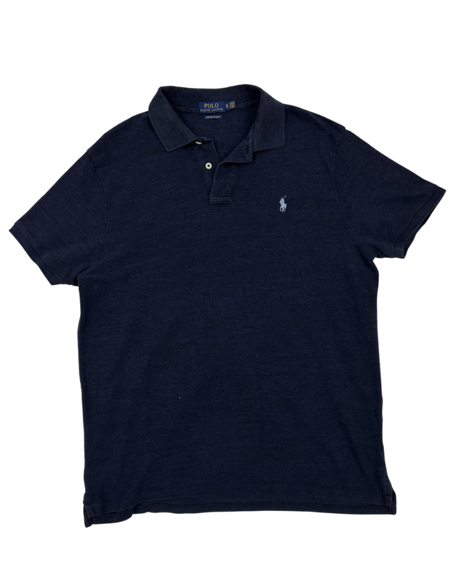 Ralph Lauren Custom Slim Fit Navy Blue Piqué Polo Shirt - L
