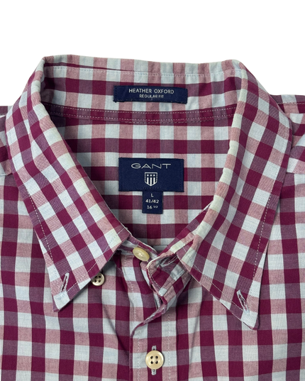 GANT Heather Oxford Burgundy Check Shirt
