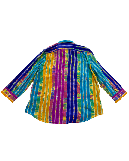 Lauren by Ralph Lauren Tie-Dye Stripe Festival Shirt - L