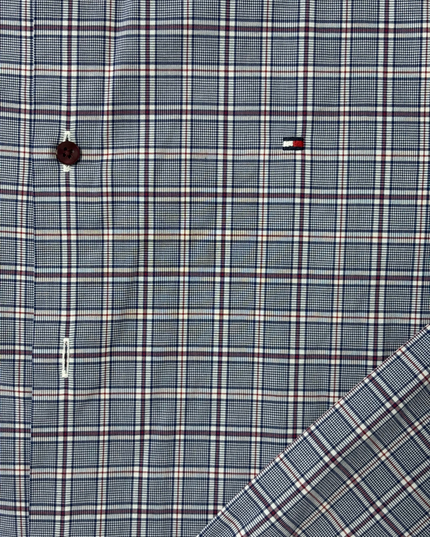 Tommy Hilfiger Tailored Navy & Maroon Plaid Shirt