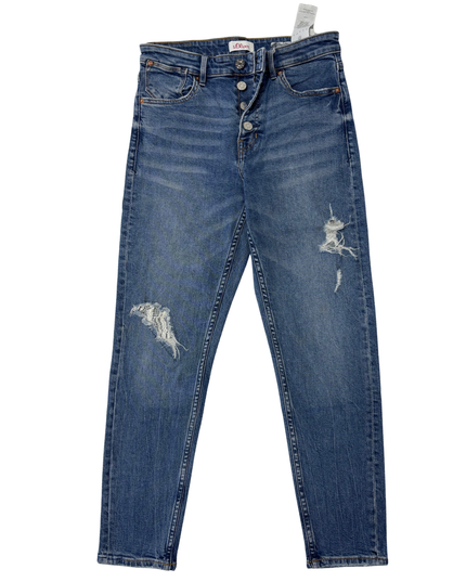 S.Oliver Distressed Mid-Wash Blue Button Fly Skinny Jeans - S | Waist: 28"