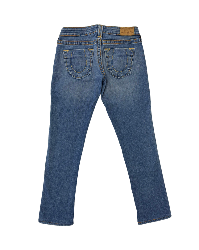 True Religion Straight Leg Mid Wash Premium Denim Jeans - S | Waist: 28"
